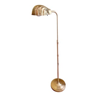 1960s Hollywood Regency Solid Brass Telescoping Clam Shell Floor Lamp For Sale