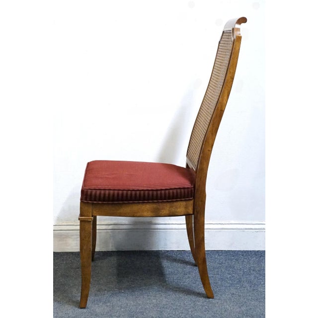 Late 20th Century Drexel Heritage Solid Pecan Italian Style Cane Back Dining Side Chair For Sale - Image 5 of 10