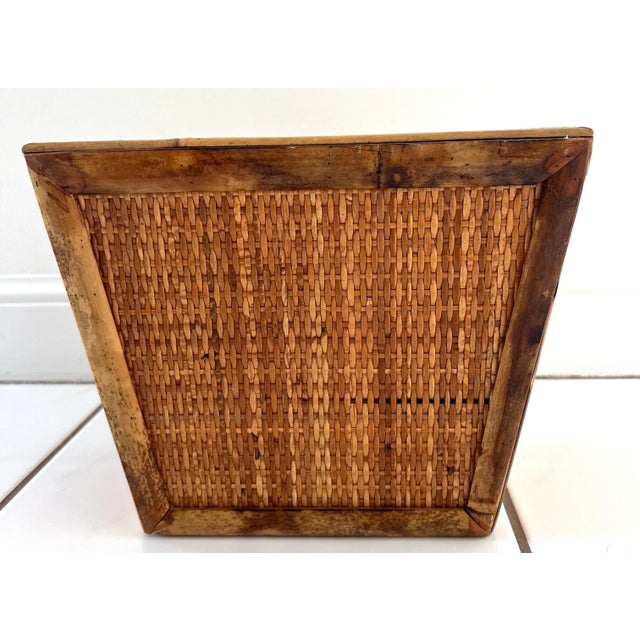 Wood Vintage Rattan Bamboo Wastebasket For Sale - Image 7 of 11
