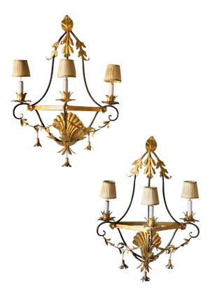 Mid 20th C. Italian Tole Sconce Lights - a Pair