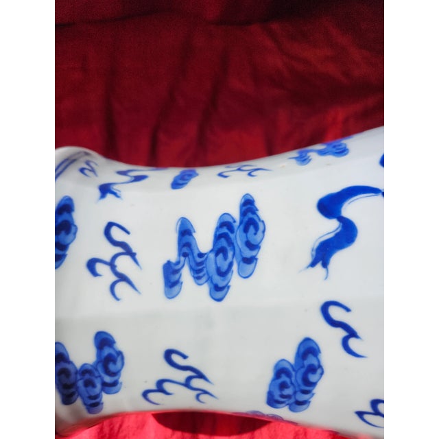 Final Clearance 18th Century 24" Shishi Qilin Blue and White Temple Urn Tribute - 24" For Sale - Image 9 of 18