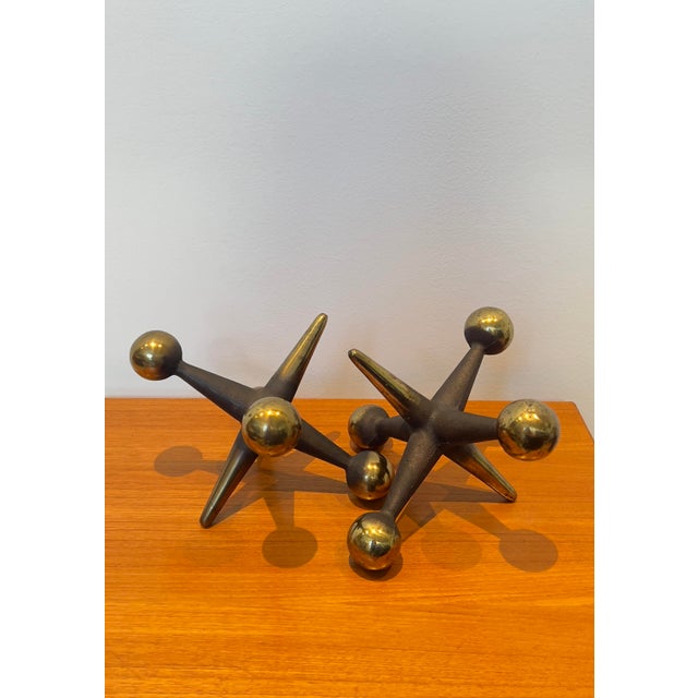 1960s 1960s Bill Curry 9" Brass Jacks, Set of 2 For Sale - Image 5 of 8