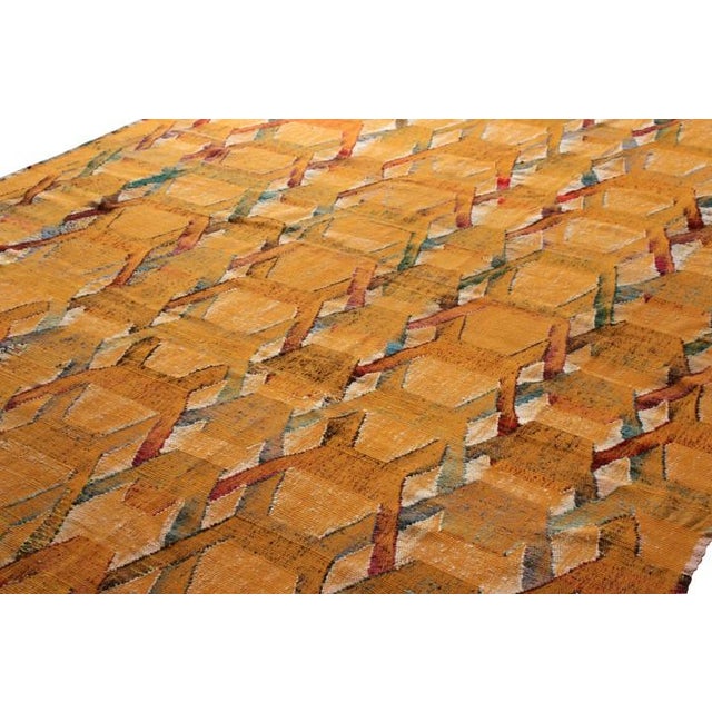 Rug & Kilim Modern Kilim Geometric Gold Orange Flat Weave by Rug & Kilim For Sale - Image 4 of 6