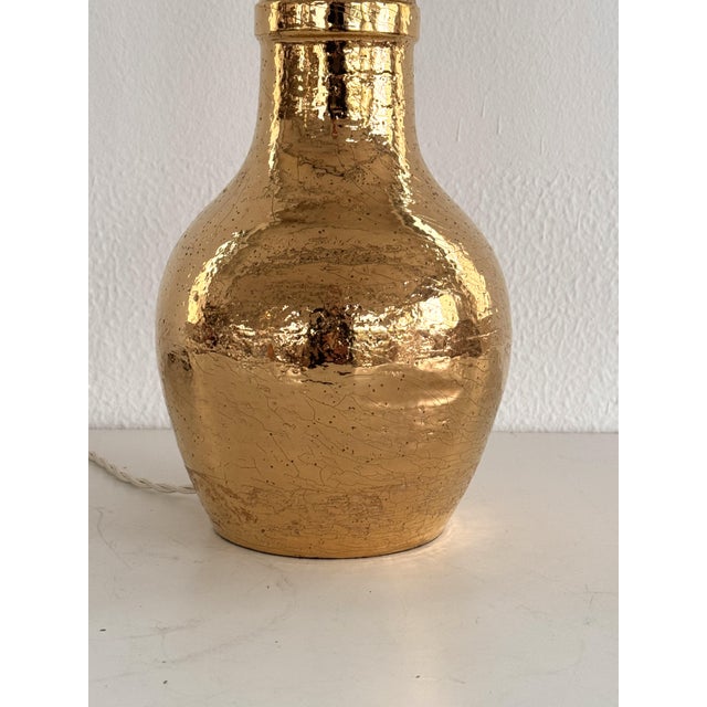 Ceramic Mid-Century Italian Ceramic and Gold 24k Metallic Table Lamp by Aldo Londi for Bitossi, 1970s For Sale - Image 7 of 14
