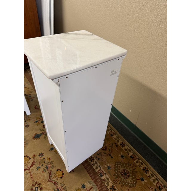White Elegant Furniture Madison Avenue Marble Top Glass Door Cabinets, Pair For Sale - Image 8 of 15