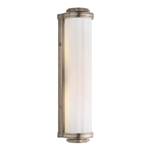 Thomas O'Brien for Visual Comfort Signature Milton Road Bath Light in Antique Nickel with White Glass For Sale