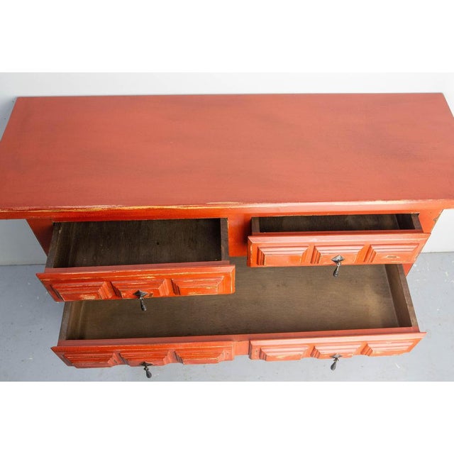 Brown Mid-Century French Chest of Drawers in Red, 1960s For Sale - Image 8 of 16
