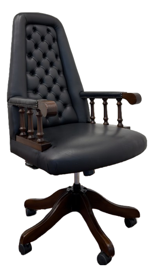 English Chesterfield Desk Chair in Black