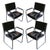 Vintage chocolate brown leather and chrome dining chairs with runner covers for smooth sliding over floors. Very...