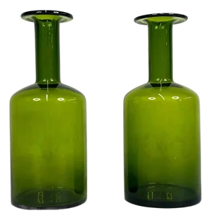 Pair of Otto Brauer for Holmgaard Green Gulvvase Danish Glass Vases