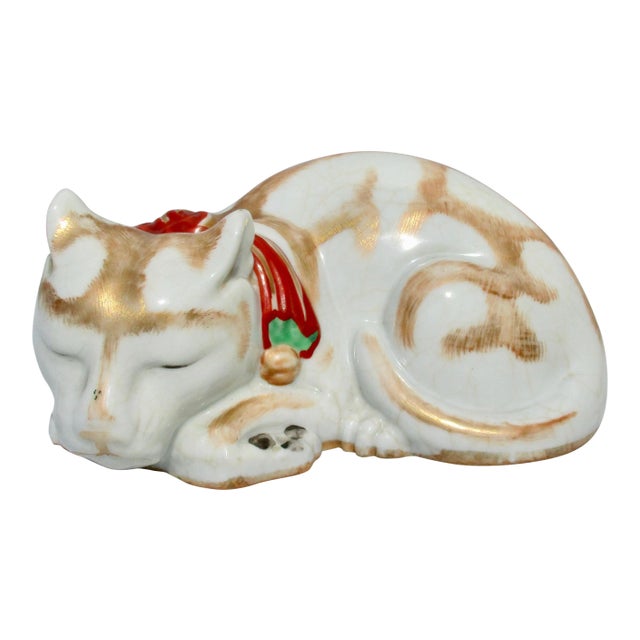 19th Century Japanese Kutani Porcelain Cat For Sale