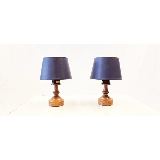 Brown Small Wooden Table Lamps from Aka Electric, Germany, Set of 2 For Sale - Image 8 of 8