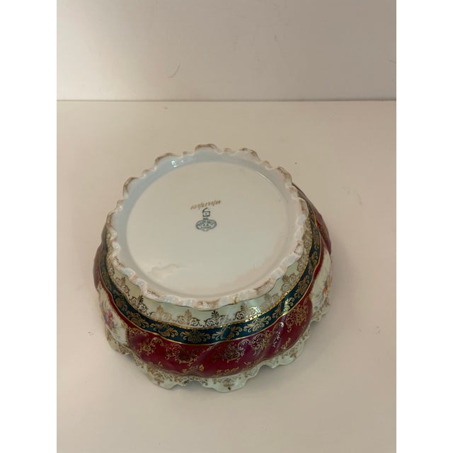 1920s Antique Bavarian Royal Vienna Style Burgundy & Gold "Three Graces" Porcelain Bowl For Sale - Image 5 of 6