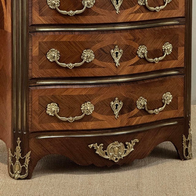 19th Century French Louis XIV Style Marquetry Marble Top Commode For Sale - Image 10 of 18