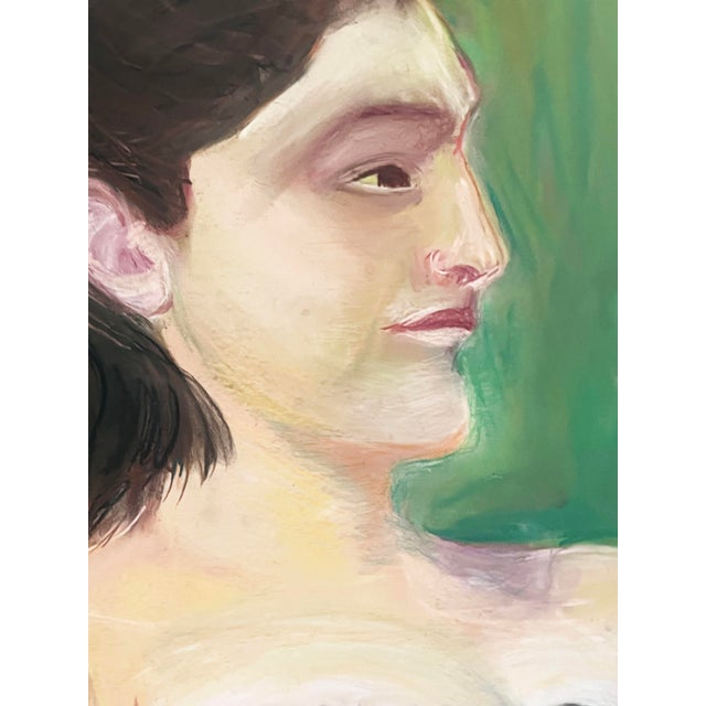 Mid-Century Modern Mid Century Female Pastel Portrait For Sale - Image 3 of 4