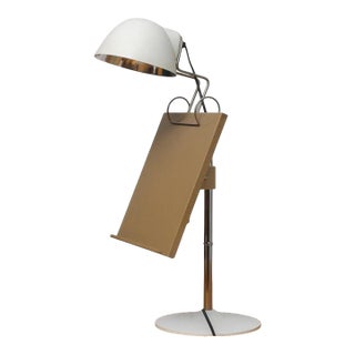 White Table Lamp With Tablet / Book Stand Attributed to Falkenberg Belysning, 1960s For Sale
