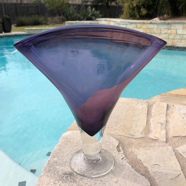 Vintage Blenko Amethyst Purple Art Glass Fan Vase Chairish
