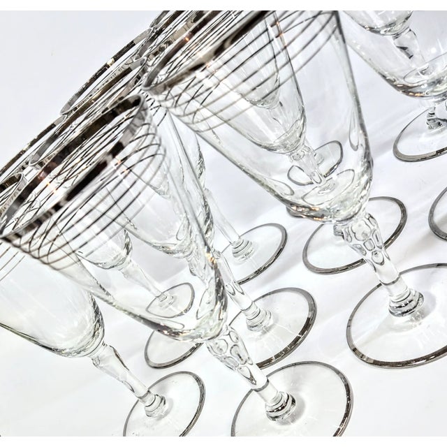 Silver Stripe Goblets- Set of Ten For Sale - Image 9 of 10