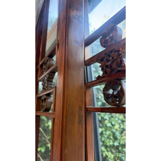 Monumental Antique Chinese Elm Lattice Architectural Panels – 110” Tall (10 Available) For Sale In Los Angeles - Image 6 of 9