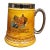 Antique-Style Yellow Ceramic Tankard With Illustrated Drinking Verse and Silver-Tone Handle For Sale