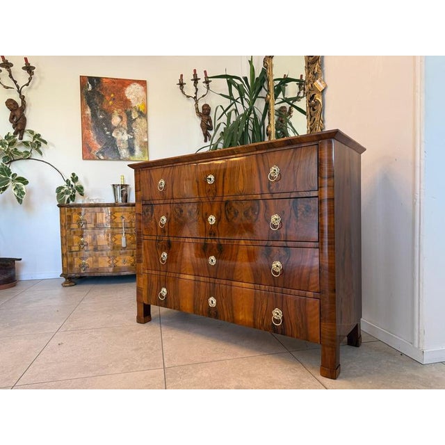 Original restored Biedermeier 4-drawer antique chest of drawers. Dimensions: Height x Width x Depth 100 x 129.5 x 48 cm....