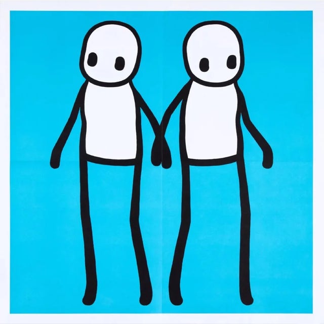 STIK, Holding Hands (Blue), 2020 Lithographic print in colour on 140 gsm smooth woven paper 50 x 50 cm (19.65 x 19.65 in)...