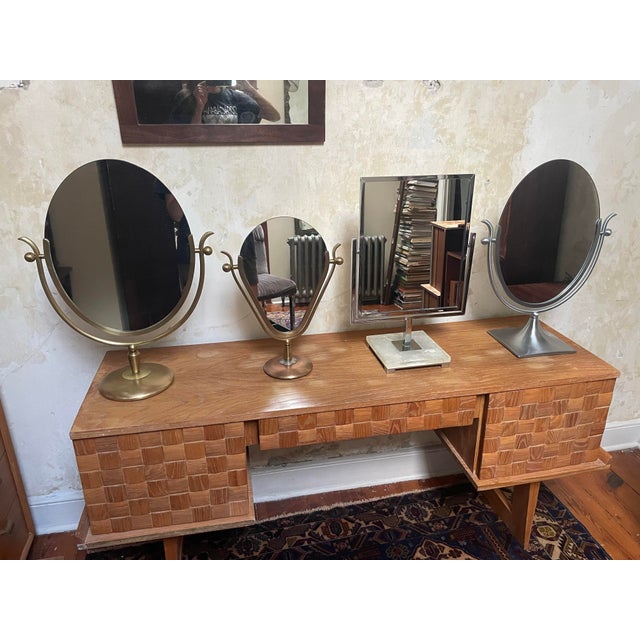 Chrome Vintage Charles Hollis Jones Chrome & Lucite Double-Sided Tiltable Vanity Mirror For Sale - Image 8 of 8