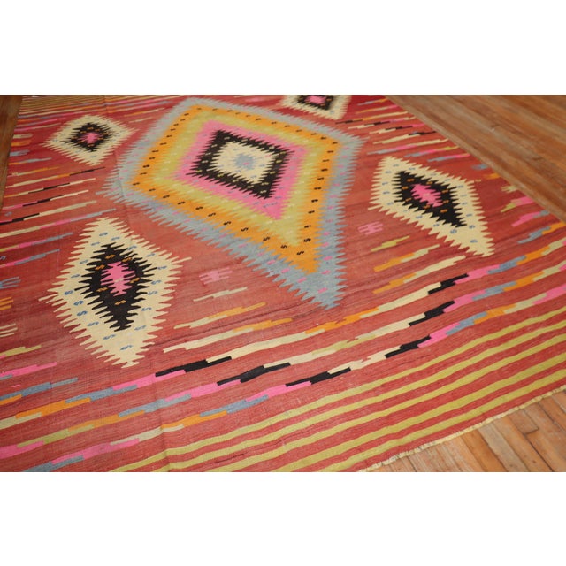 One of a kind 3rd quarter of the 20th Century Bohemian Style Turkish Kilim Flatweave 7'11'' x 11'1''