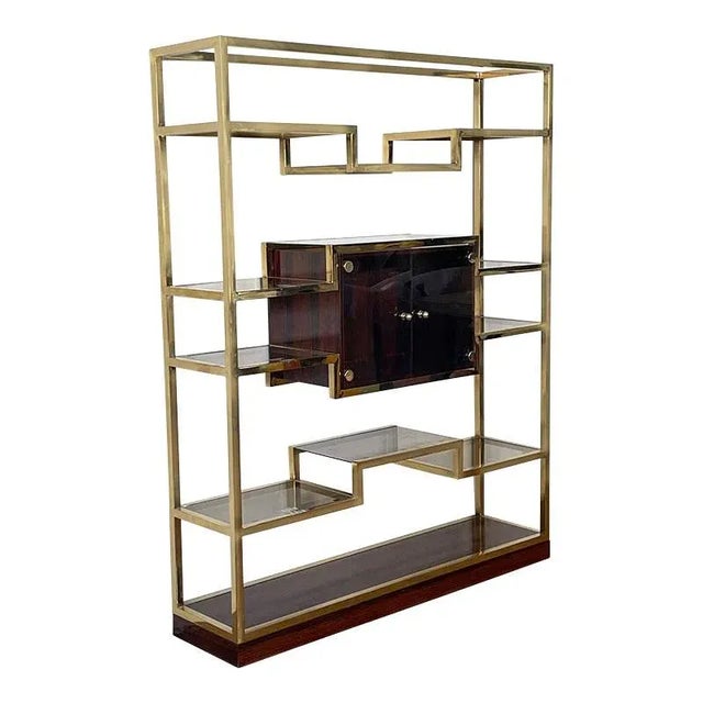 Golden Brass & Makassar Bookcase with Showcase, 1990s For Sale - Image 3 of 10