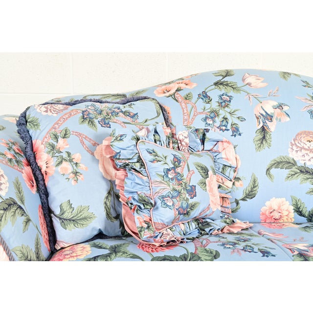 Wood Baker Furniture English Traditional Floral Upholstered Roll Arm Camelback Sofa For Sale - Image 7 of 15