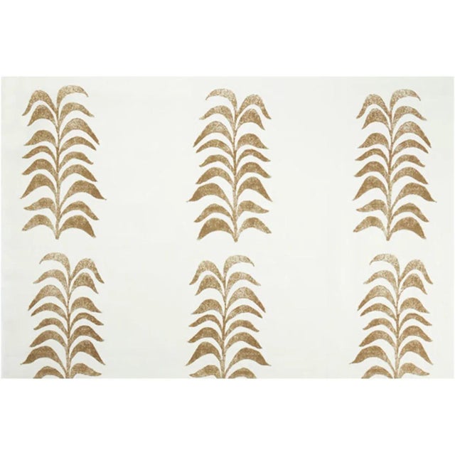 Linen Heather Chadduck Grande Frond Caramel Hand Printed Linen Fabric - 2 1/2 Yards For Sale - Image 8 of 8