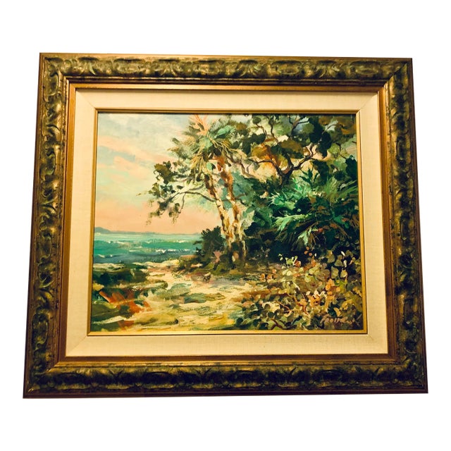 Original Oil on Canvas of Beach Scene Hand Signed by Art Fronckowiack For Sale