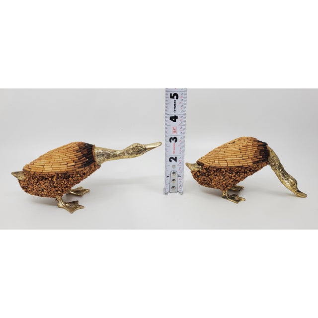 Sculpture Pair - Rare 1970s Tarzia Hand Made Italian Brass Ducks With African Bamboo Beads by Tarzia Firenze Italy For Sale - Image 14 of 14
