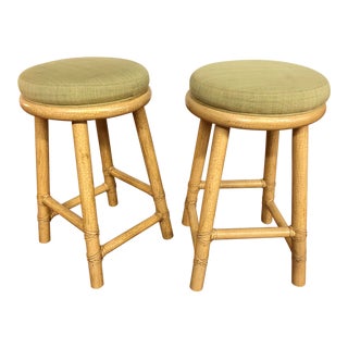 McGuire Rattan Bar Stools - a Pair For Sale