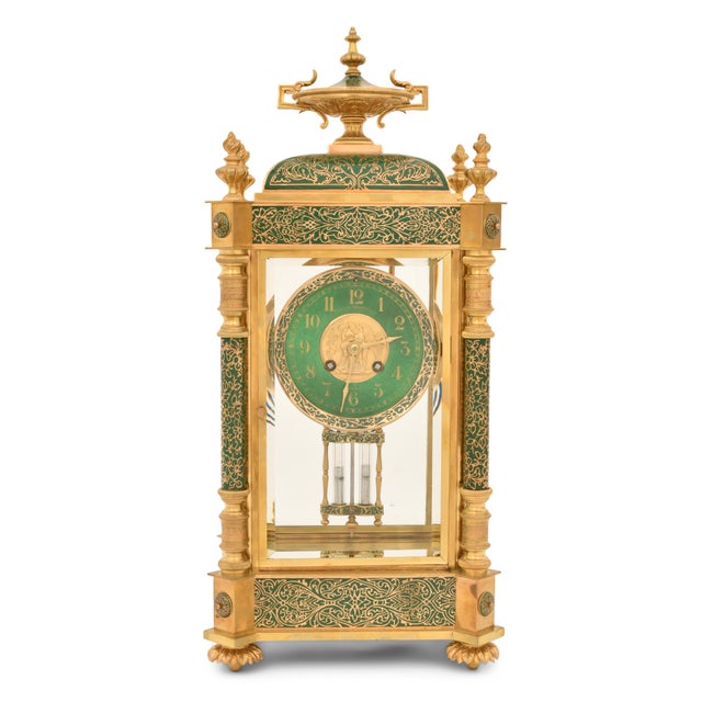 Rare Antique Bigelow, Kennard & Co. Champlevé and Brass Crystal Regulator Clock For Sale - Image 11 of 11