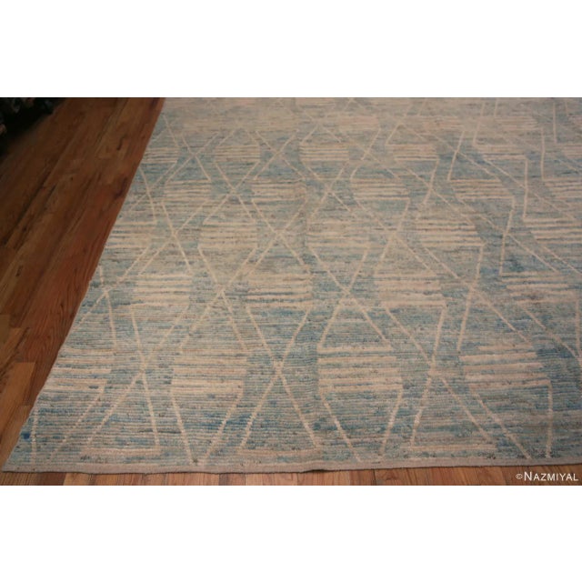 Nazmiyal Collection Large Washed Out Sky Blue Tribal Contemporary Area Rug For Sale - Image 4 of 7