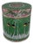 Antique Chinese Export Porcelain Famille Verte “Boc Choy Leaf” Pattern Canister With Lid. For Sale