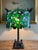 Rare c.1915 Unique Art Glass & Metal Co. Grapevine Leaded Glass Table Lamp With Egyptian Sphinx Bronze Base | Museum Quality For Sale - Image 11 of 18