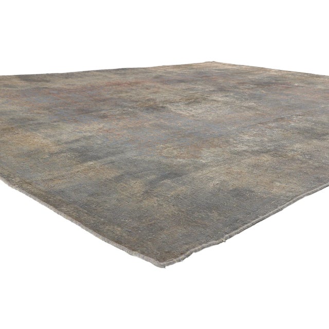 60764 Modern Classic Industrial Vintage Turkish Rug, 08’11 x 11’08. Luxe utilitarian appeal meets Belgian Chic in this...