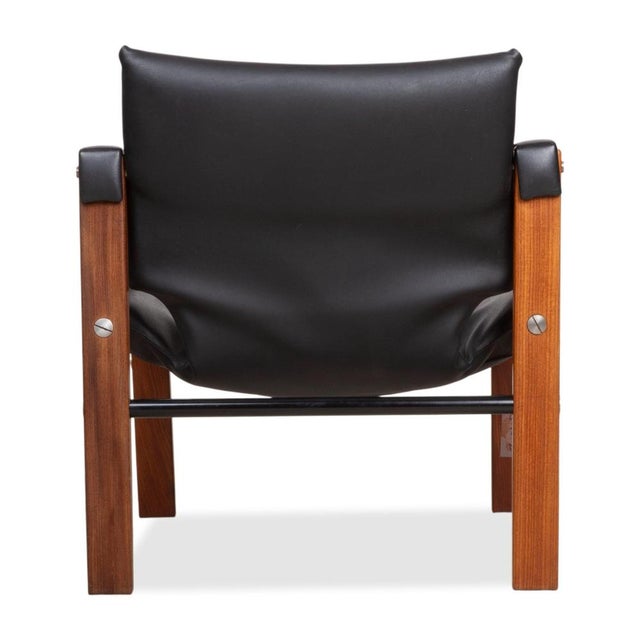 Vintage Leather and Wood Safari Armchairs by Maurice Burke for Arkana, Set of 2 For Sale - Image 11 of 14