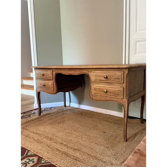 Louis XV Country Chic Oak Ministers Desk, 1970s For Sale - Image 15 of 18