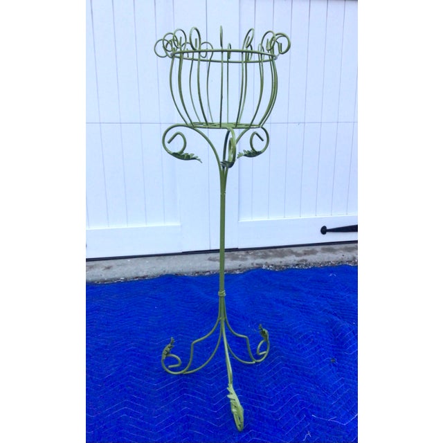 Tall Vintage Metal Salterini Style Plant Stand With Leaf Form in Fresh