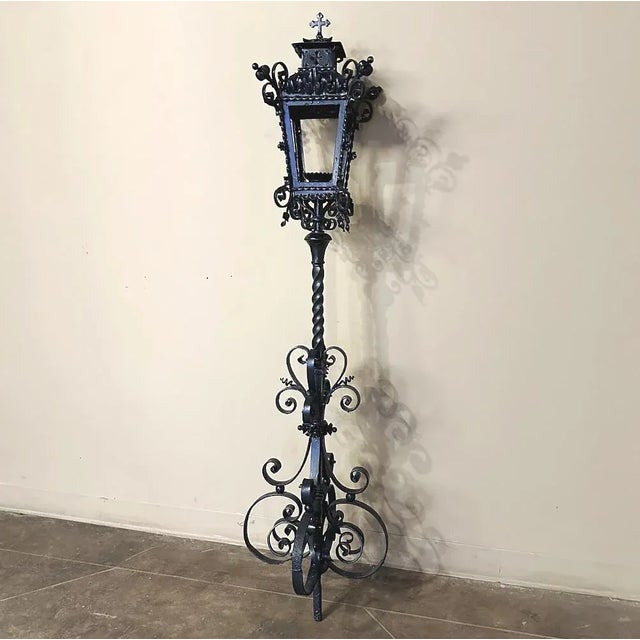 Pair 19th Century French Wrought Iron Garden Lanterns For Sale - Image 4 of 12