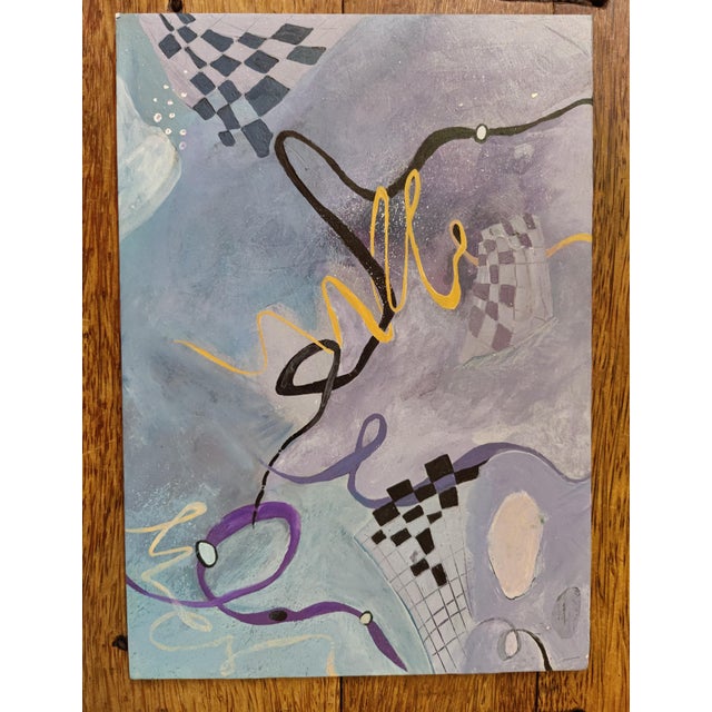 1990s Gloria T Roberts 1990 Abstract Geometric Original Oil Painting For Sale - Image 5 of 7