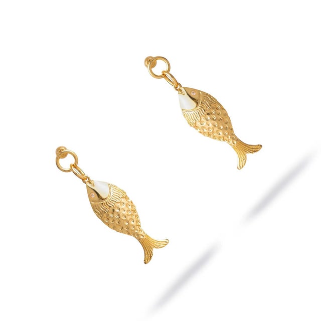 Early 21st Century Golden Fortune Fish Dangle Earrings, A Pair For Sale - Image 5 of 7