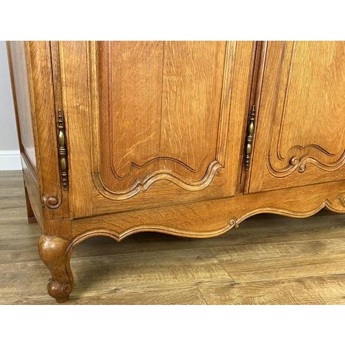 Brown Vintage French Louis XVI Style Oak 4-Door Armoire For Sale - Image 8 of 13