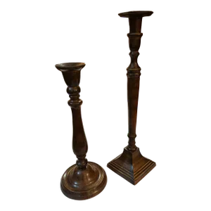 1980s Pair of Vintage Heavy Weight Metal Candle Stick Candle Holders