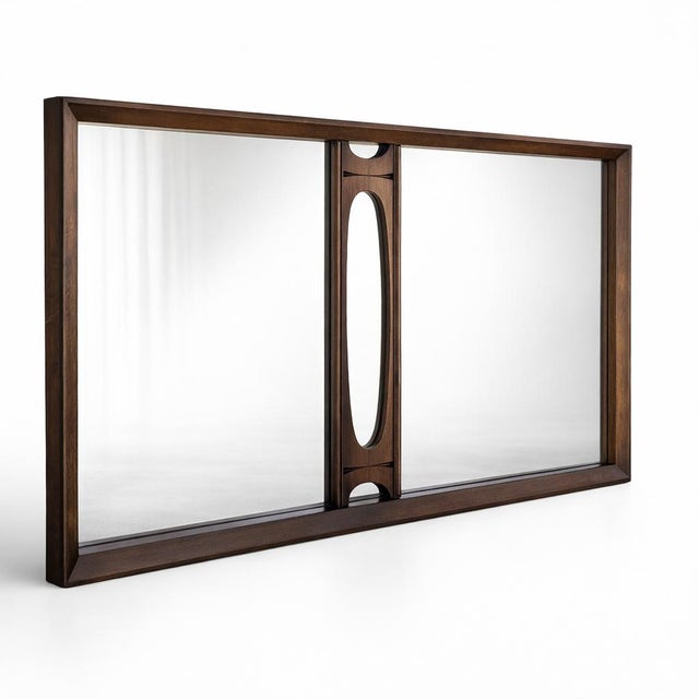 Vintage Canadian Brutalist Walnut Wall Mirror by Tobago of Canada For Sale - Image 17 of 18