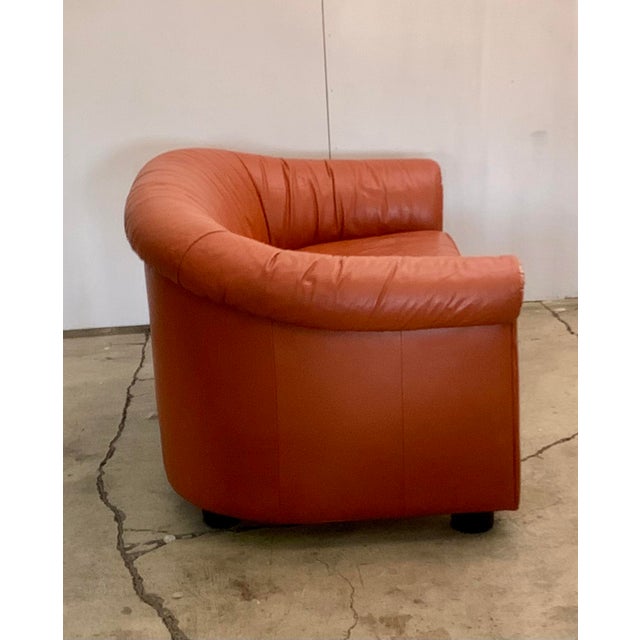 Animal Skin 1970s Orange Leather Loveseat Denmark For Sale - Image 7 of 11