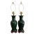 1980s Forest Green Porcelain Urn Form Lamps - A Pair For Sale